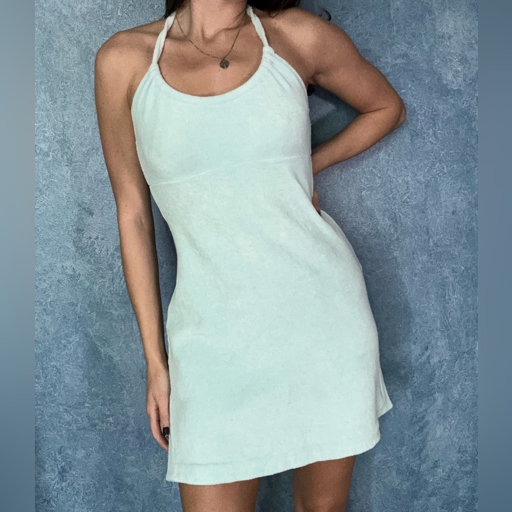 Frankie's Bikinis Light Blue Mini Terrycloth Dress